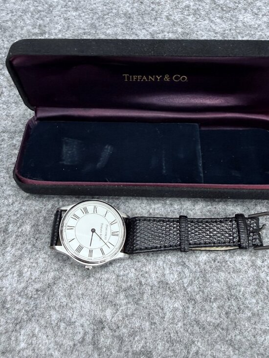 Vintage Tiffany & Co Portfolio Watch White Roman Dial Stainless Steel 33mm Swiss - Picture 11 of 12